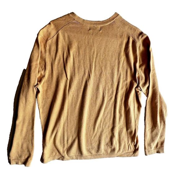 Banana Republic Luxury Blend V Neck Sweater Silk Cotton yellow Mens Sz L - Picture 5 of 6